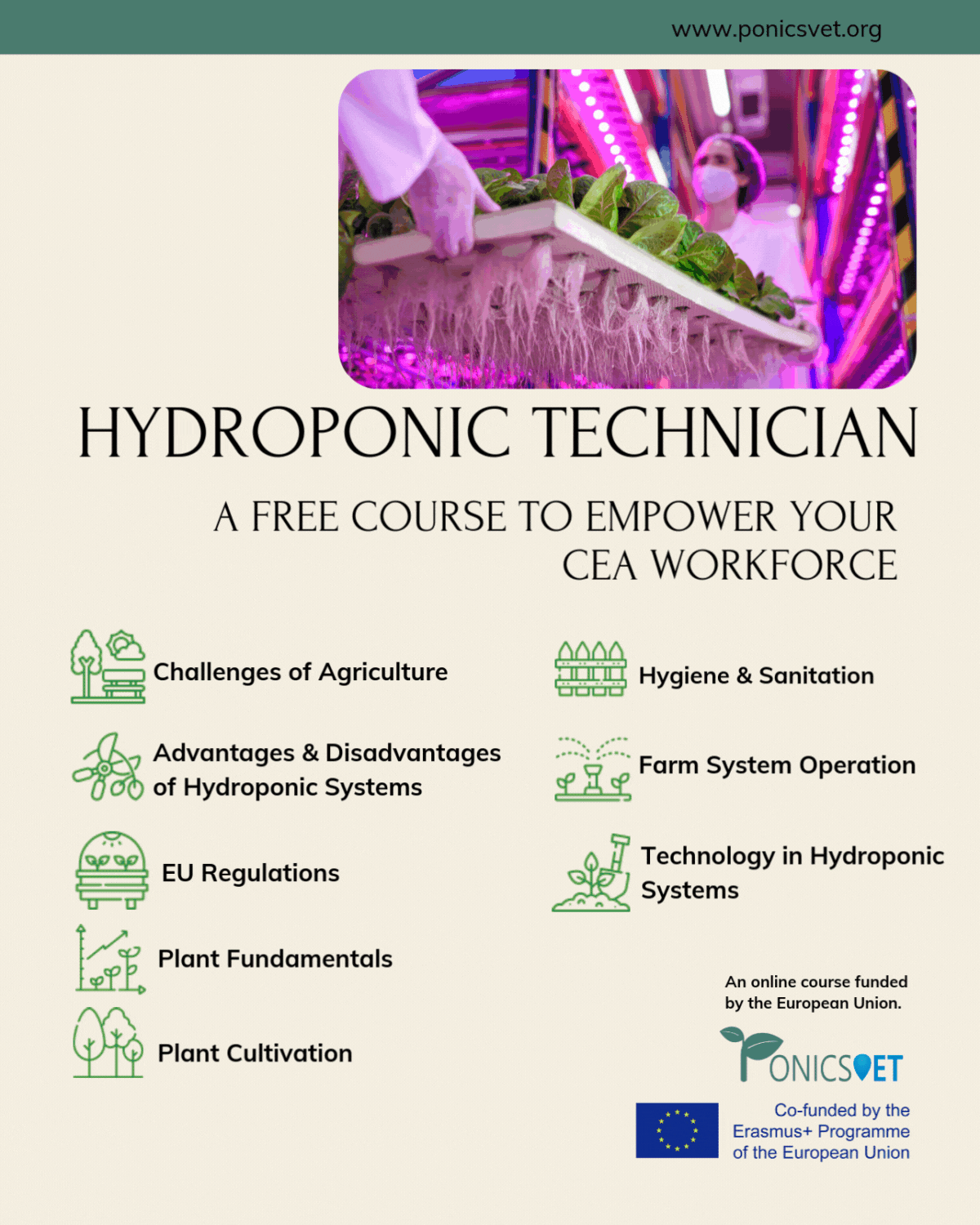 Ponics VET Erasmus+ Project – Hydroponic Technician